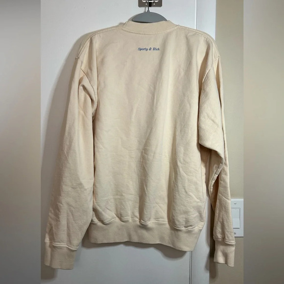 NWOT Sporty & Rich Wellness Letterman Boucle Cream Crewneck Sweatshirt Small - Picture 6 of 9